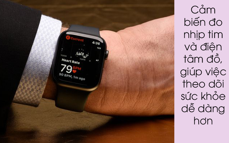 Apple Watch S4 GPS 44mm viền nhôm xám dây cao su màu đen (MU6D2VN/A) - đo nhịp tim