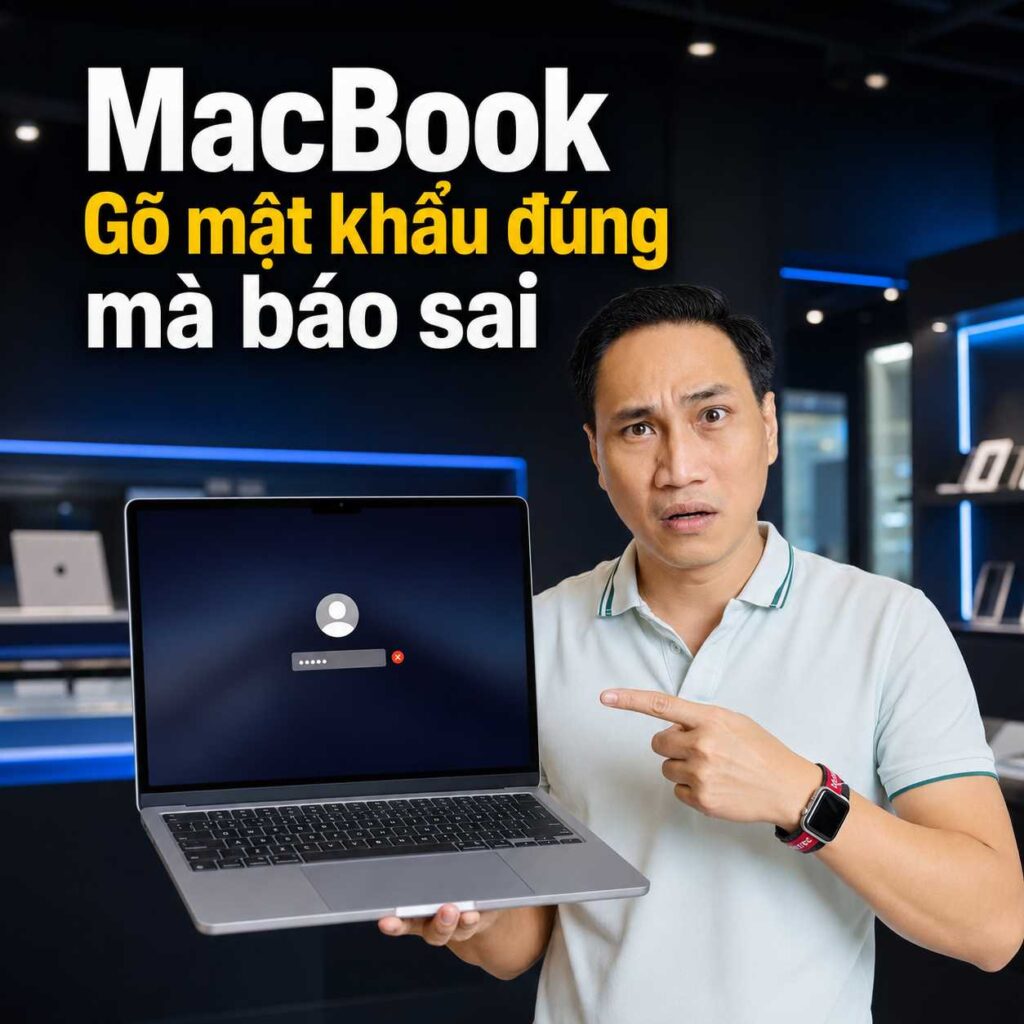 MacBook nhập mật khẩu đúng mà báo sai - kiểm tra tại Shop Táo Đà Nẵng