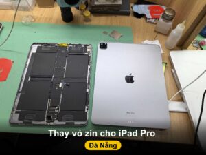 Thay vỏ zin cho iPad Pro tại Shop Táo Care Đà Nẵng - khung máy tháo rời và vỏ zin mới
